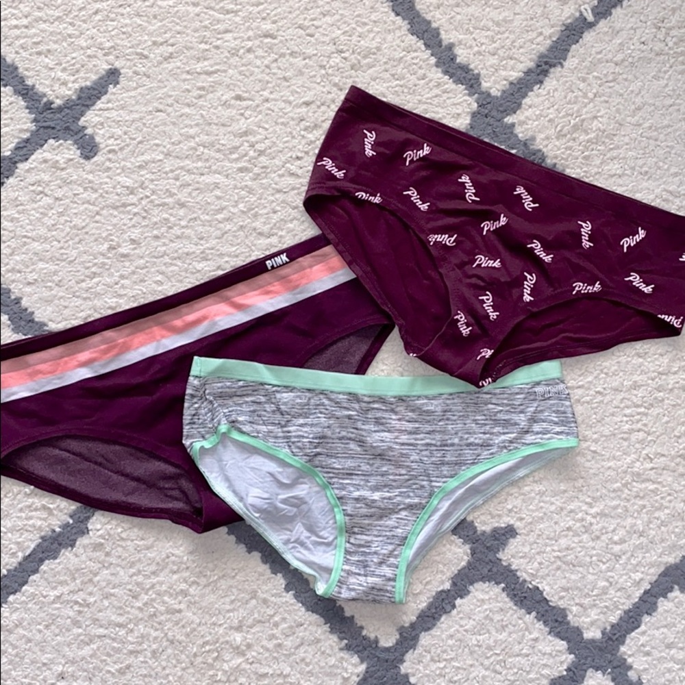 3 pack PINK underwear worn once, size M